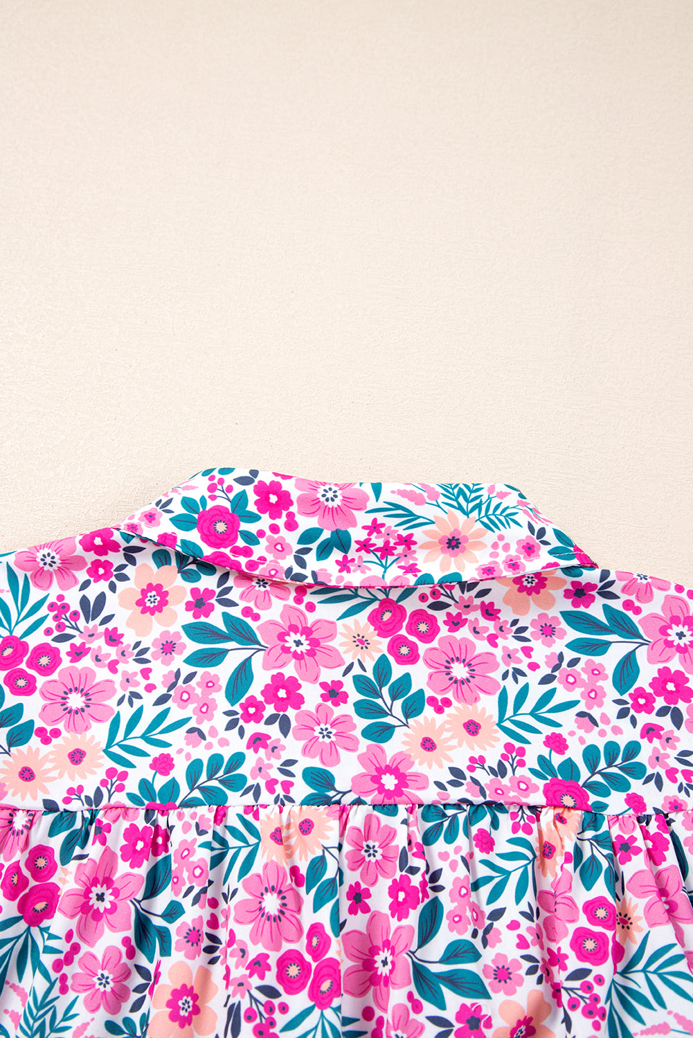 Plus Size Easter Floral Puff Sleeve Button A Line Dress