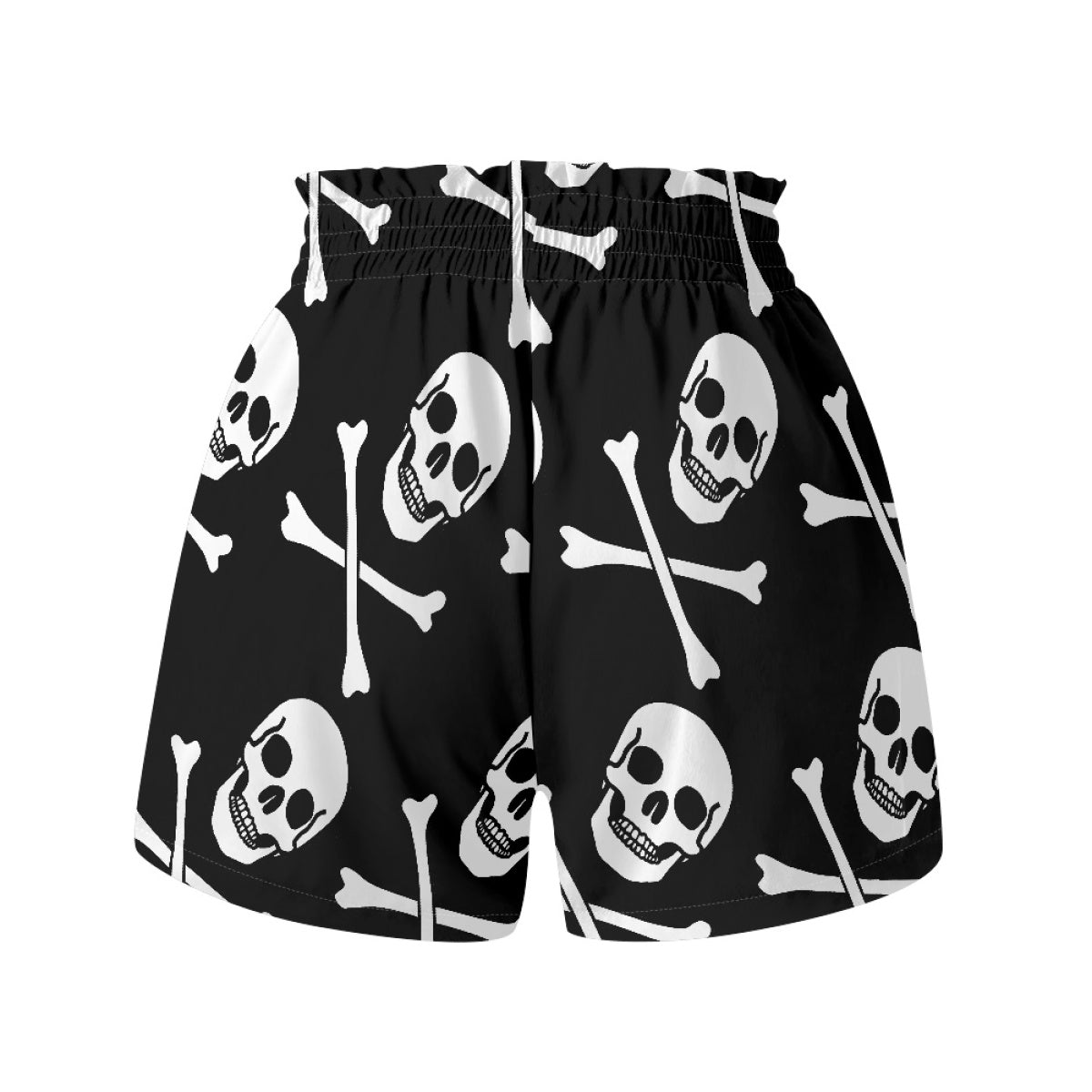 Skull Print Solid Color High Waist Loose Shorts