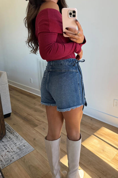 Denim Wrap Mini Skirt Women Tie Waist Casual Summer