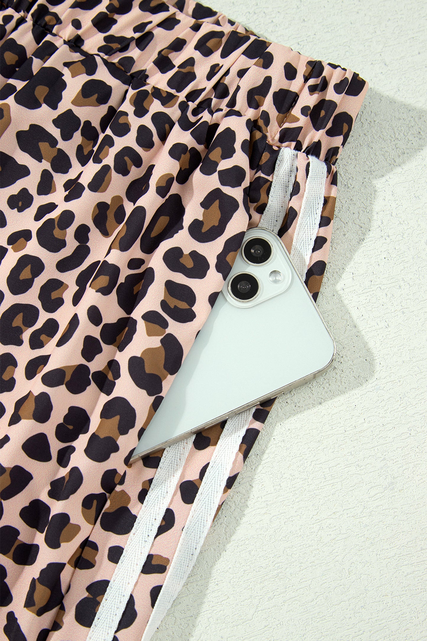 Leopard Print Wide Leg Pants with Side Stripe Detail