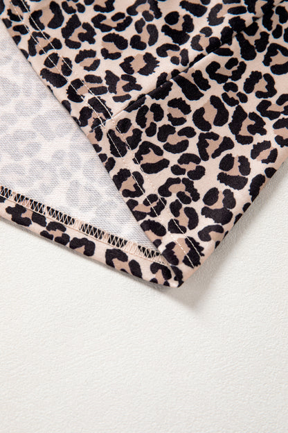 Women’s Leopard Print Half Zip Stripe Trim Top