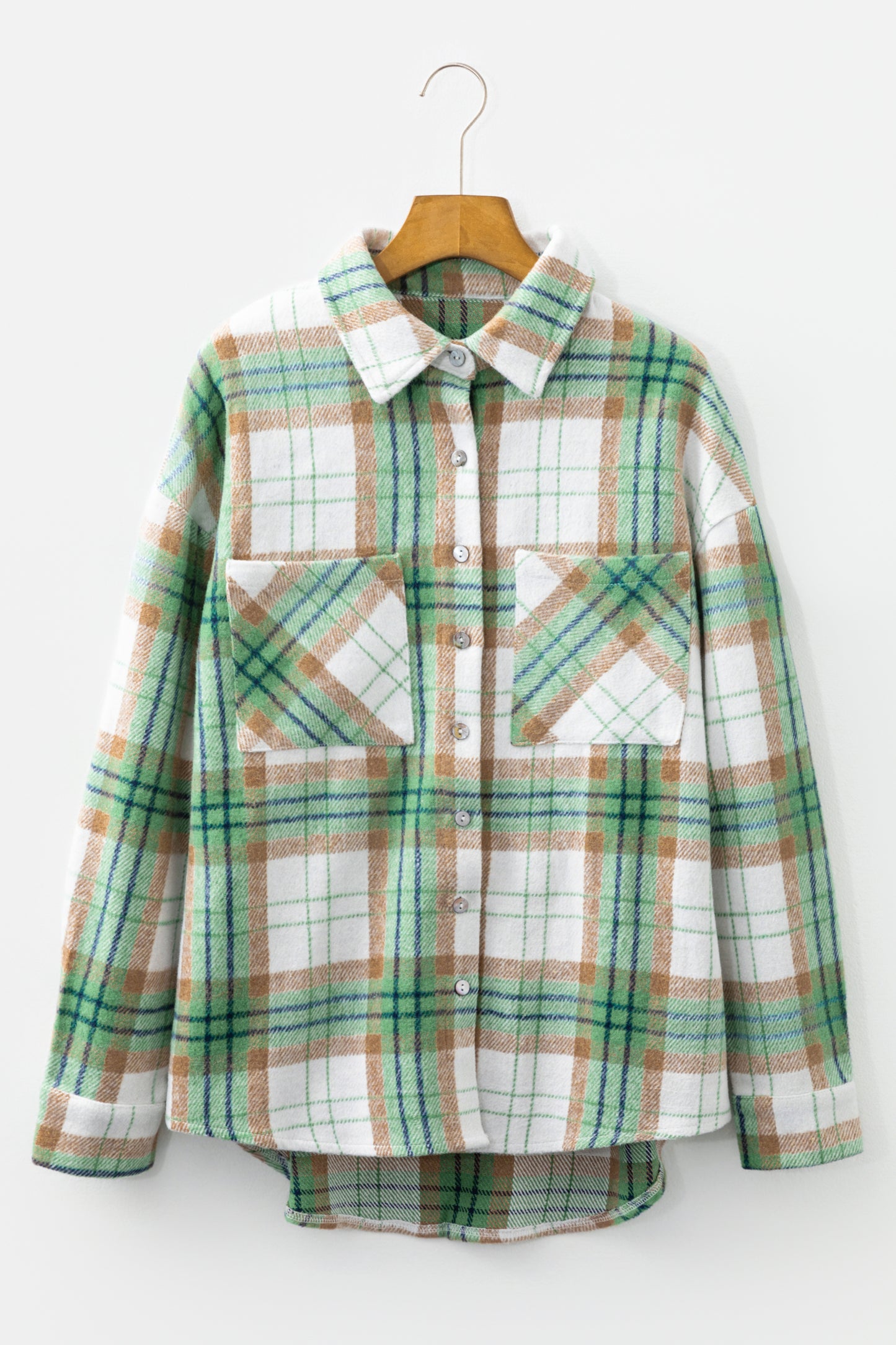Christmas Plaid Button Down Flannel Shacket for Women