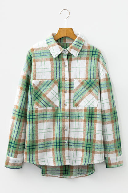 Christmas Plaid Button Down Flannel Shacket for Women