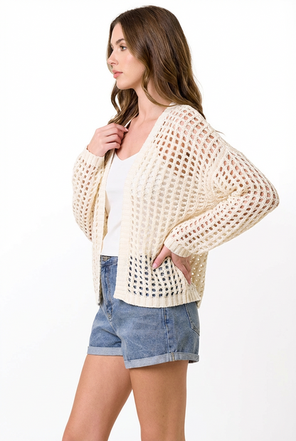 Lightweight Crochet Open Knit Cardigan Boho Layering