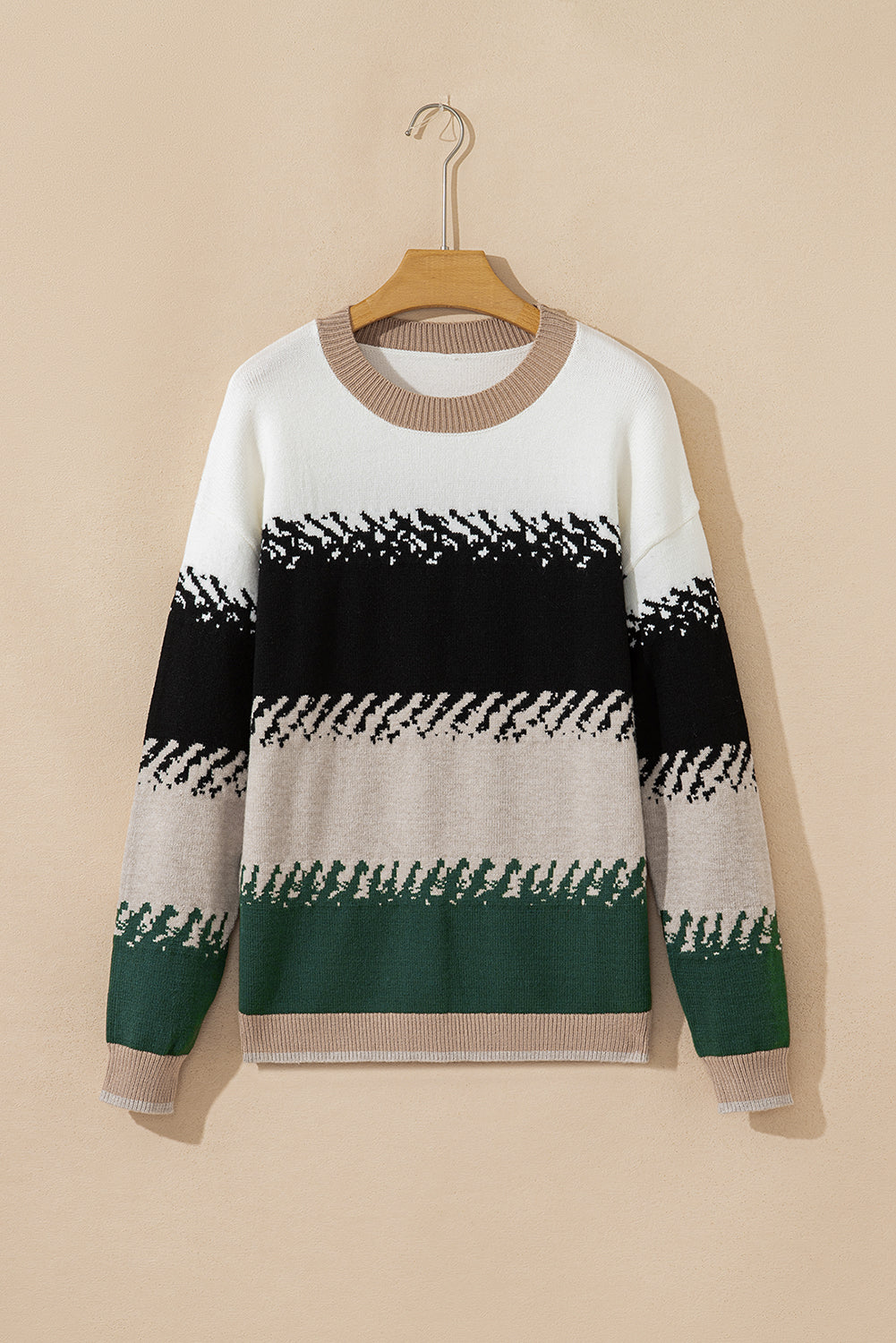 Women's Color Block Knit Sweater with Drop Shoulder Fit