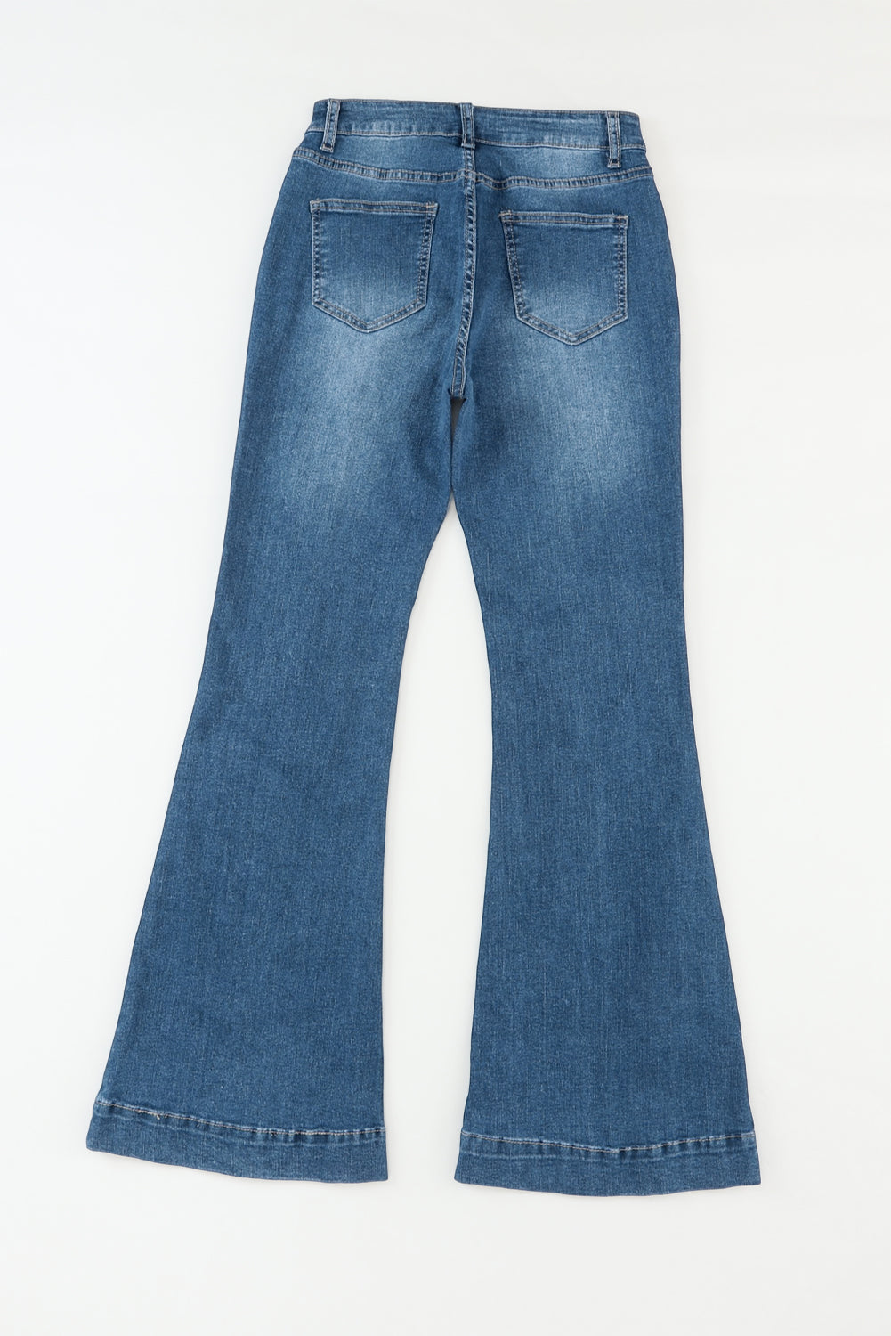 High Waist Flare Jeans with Contrast Seams & Pockets