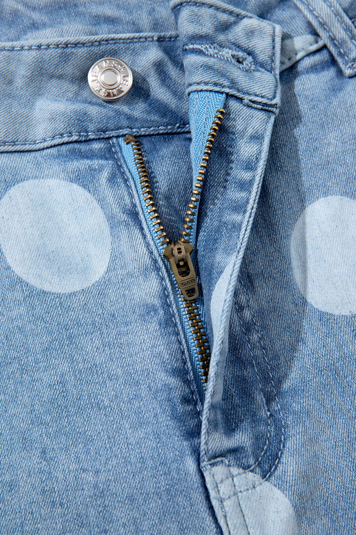Women's Polka Dot Cuffed Wide Leg Jeans