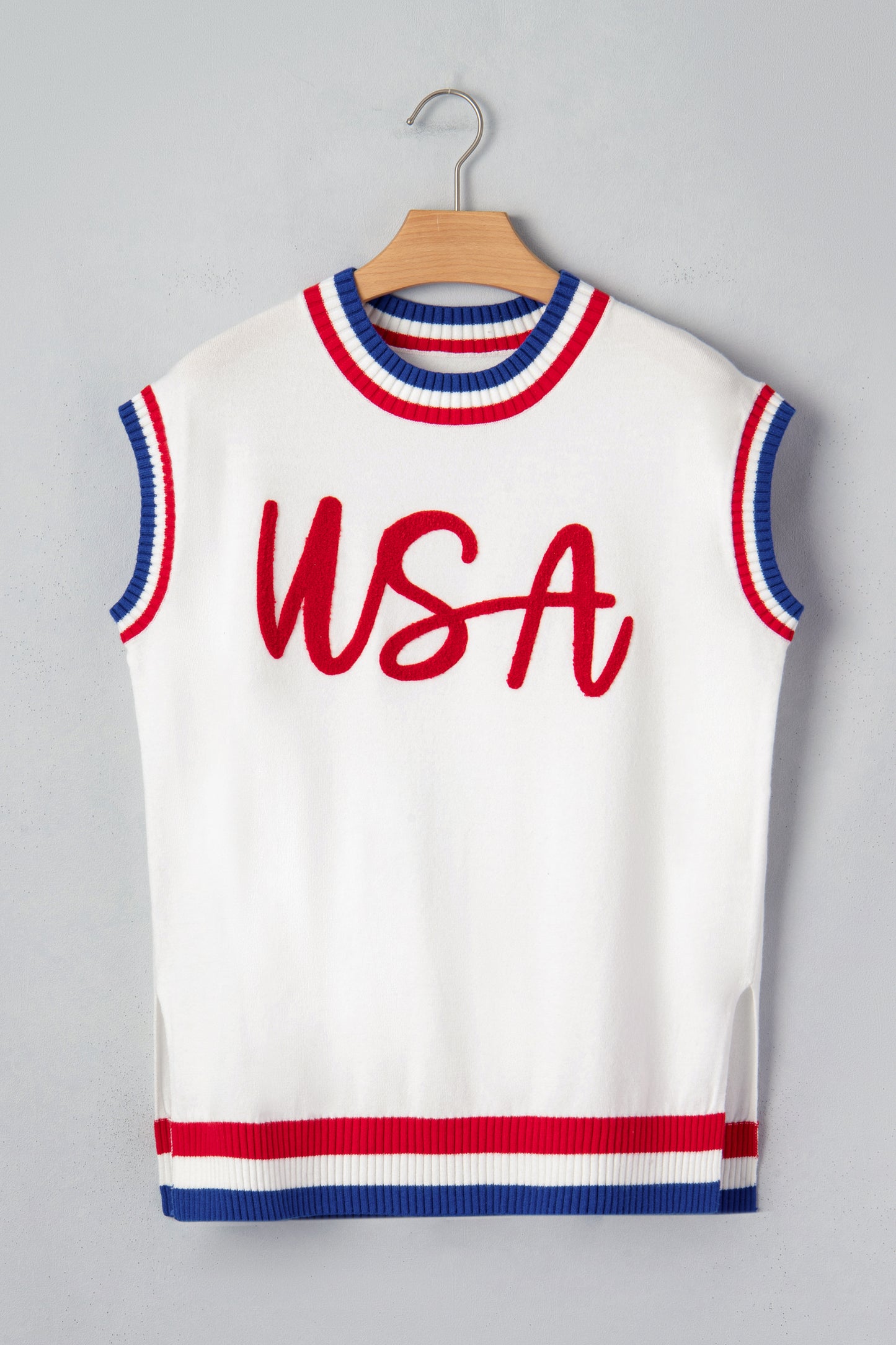 USA Graphic Knit Top Patriotic Flag Day Sweater
