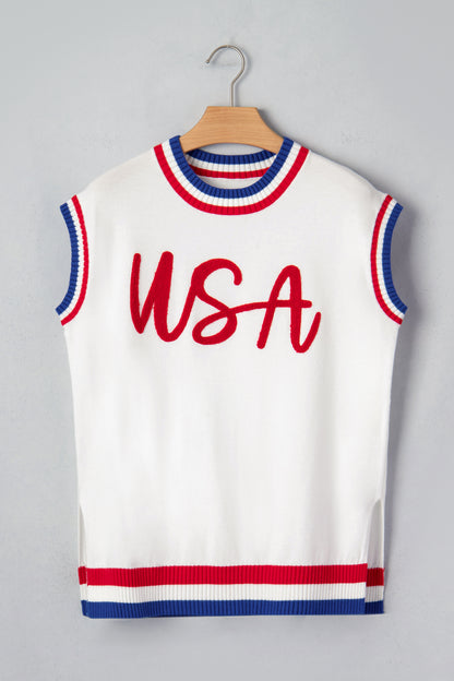 USA Graphic Knit Top Patriotic Flag Day Sweater