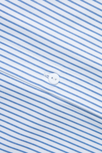 Sky Blue Striped Colorblock Leopard Patchwork Pocket Shirt