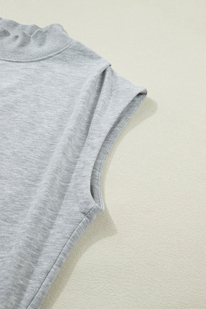 High Neck Cap Sleeve Loose Casual Top