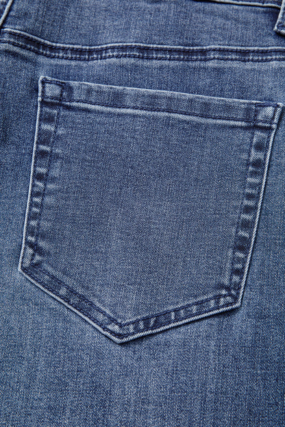 Dirty blue High Waist Button Zip Fly Bell Bottom Jeans