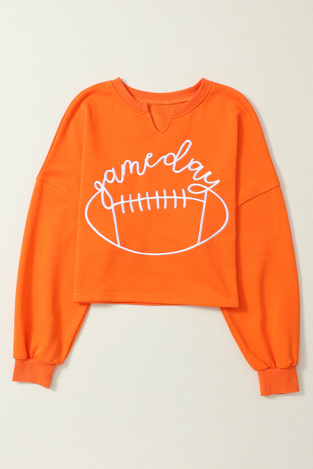 White Game Day Lettering Rugby Football Notched Neck Sweatshirt