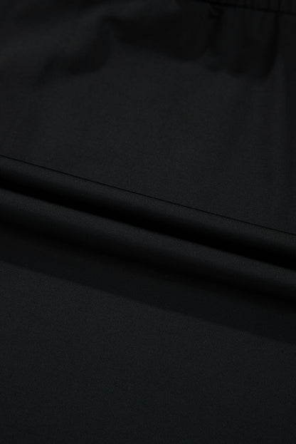 Black High Waist Drawstring Tennis Skort with Lining