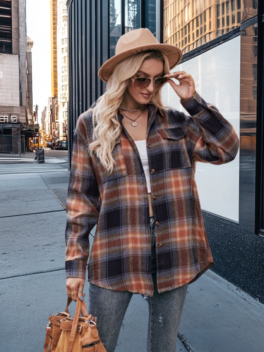 Casual Fashion Plaid Shirt in Oversized Loose Fit for Fall and Winter