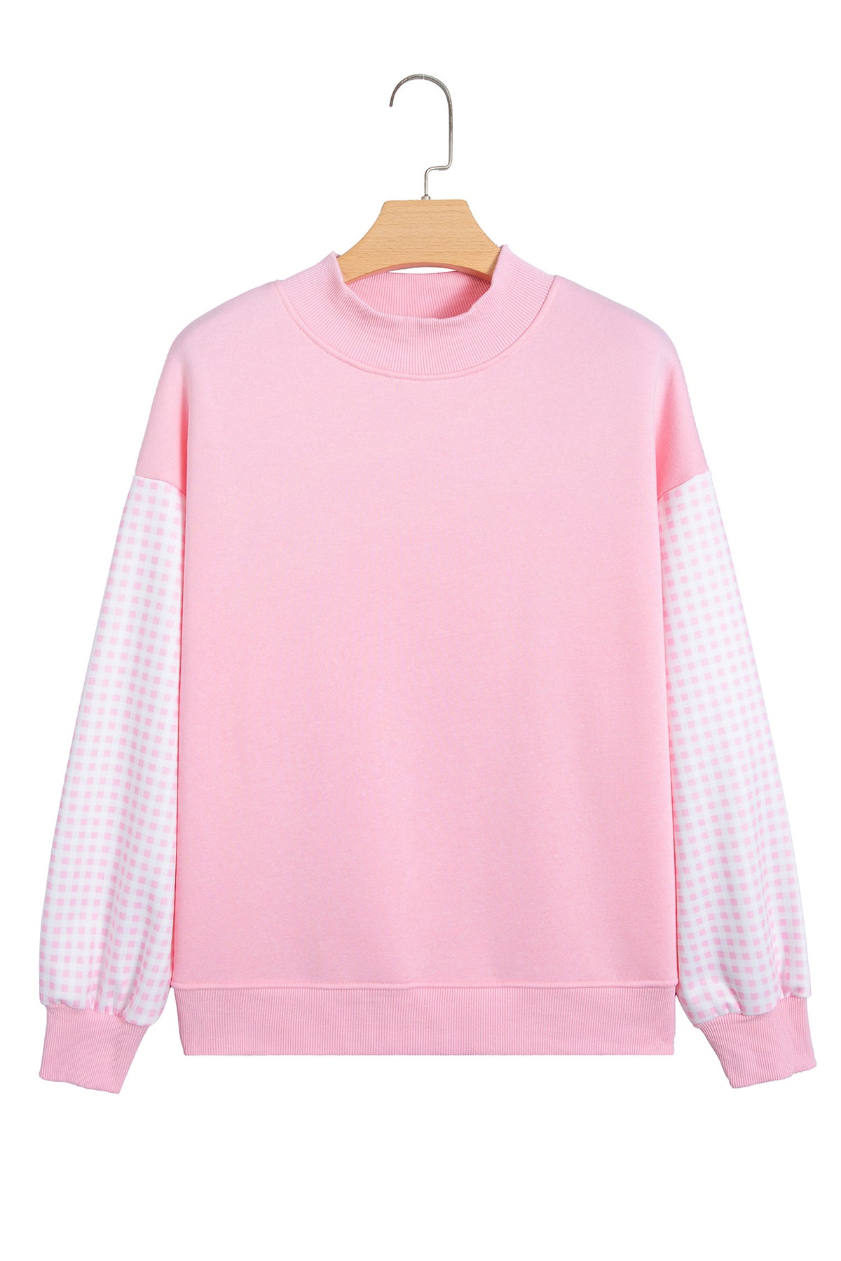 Evergreen Plaid Sleeve Colorblock Loose Tunic Sweatshirt