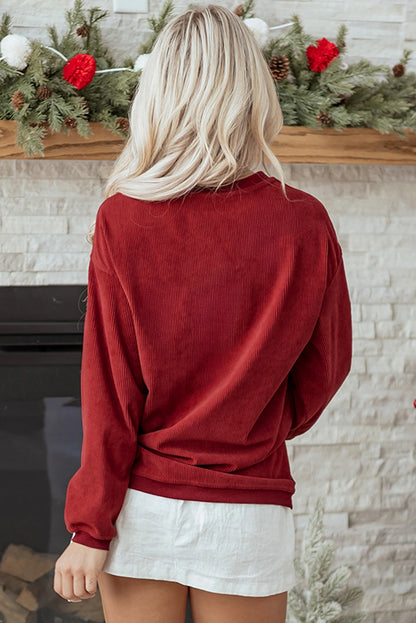 Racing Red MERRY Graphic Corded Christmas Sweatshirt