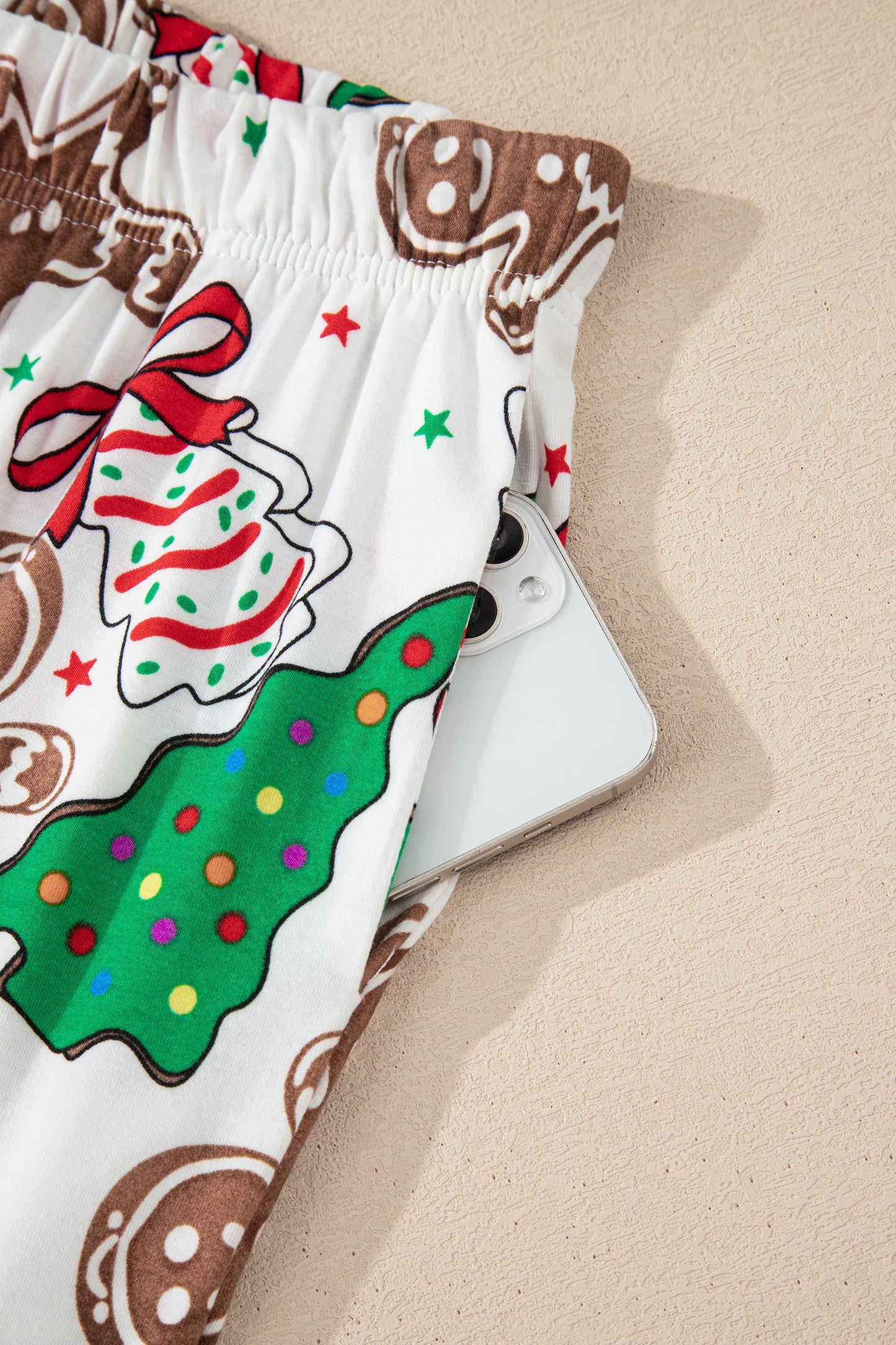 Christmas Tree Print Button Lounge Set for Women 2pcs