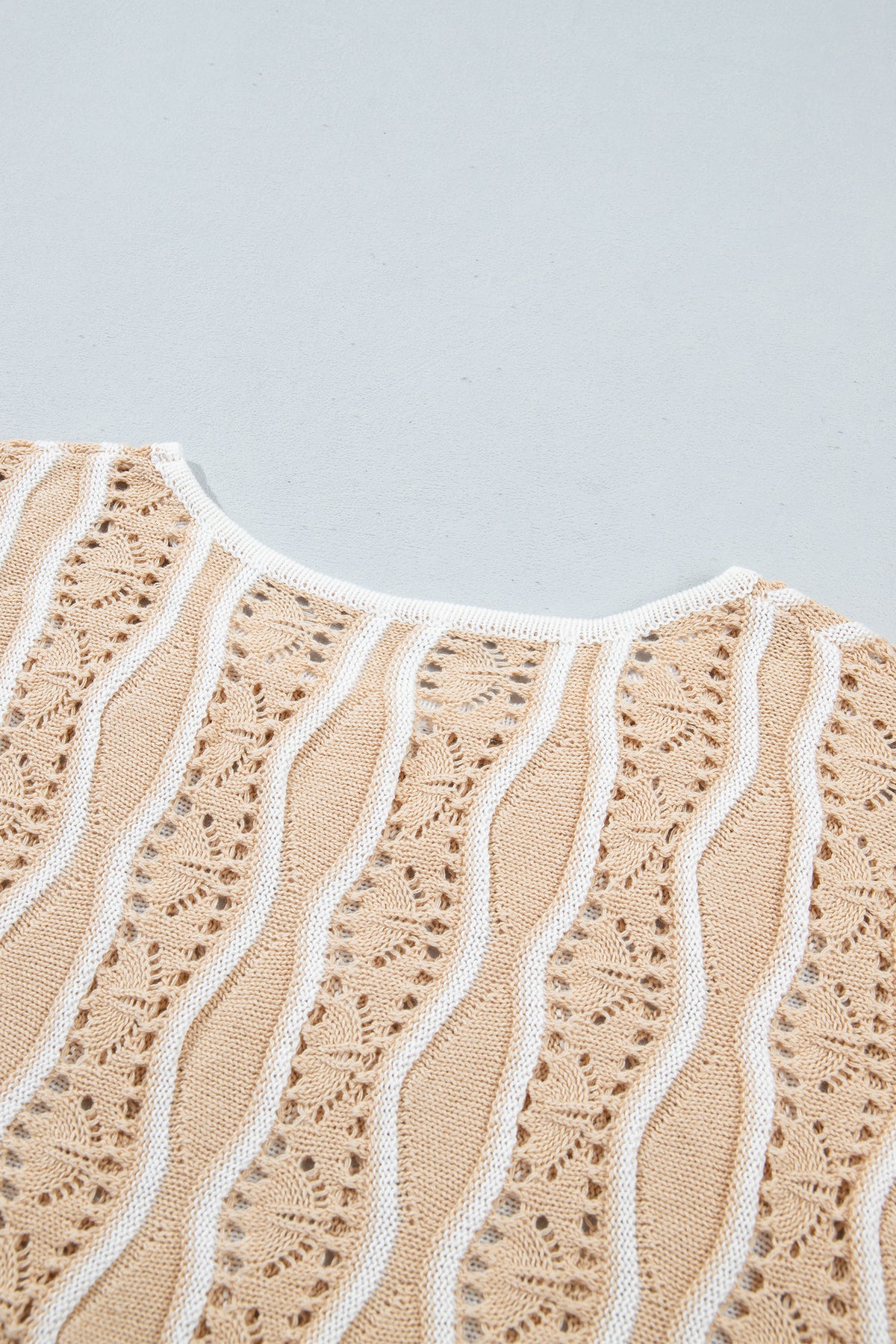 Women's Wavy Stripe Open Knit Pullover Sweater
