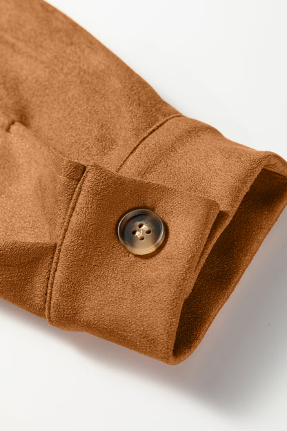 Faux Suede Laser Cut Button Down Retro Western Jacket