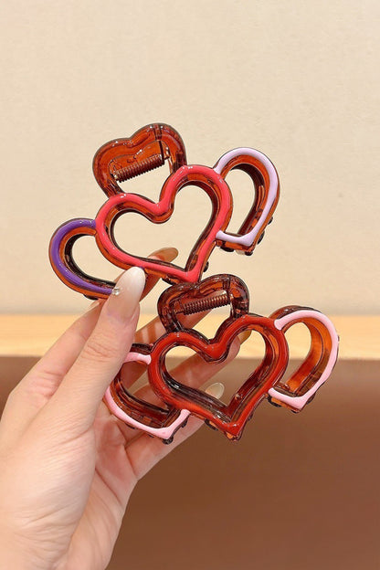 Valentine Heart Acrylic Hair Claw Clip Color Contrast