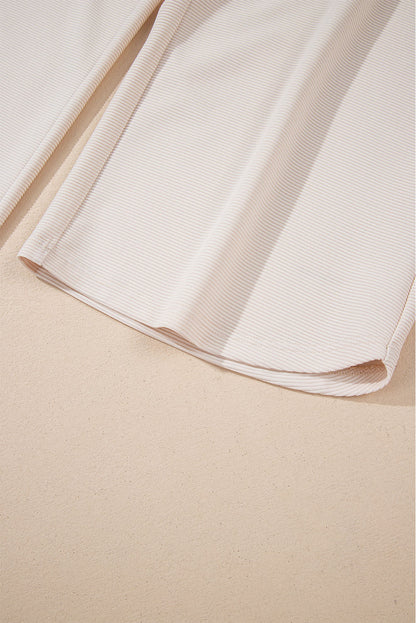 Textured Ruffle Sleeve Solid Color Two-Piece Set