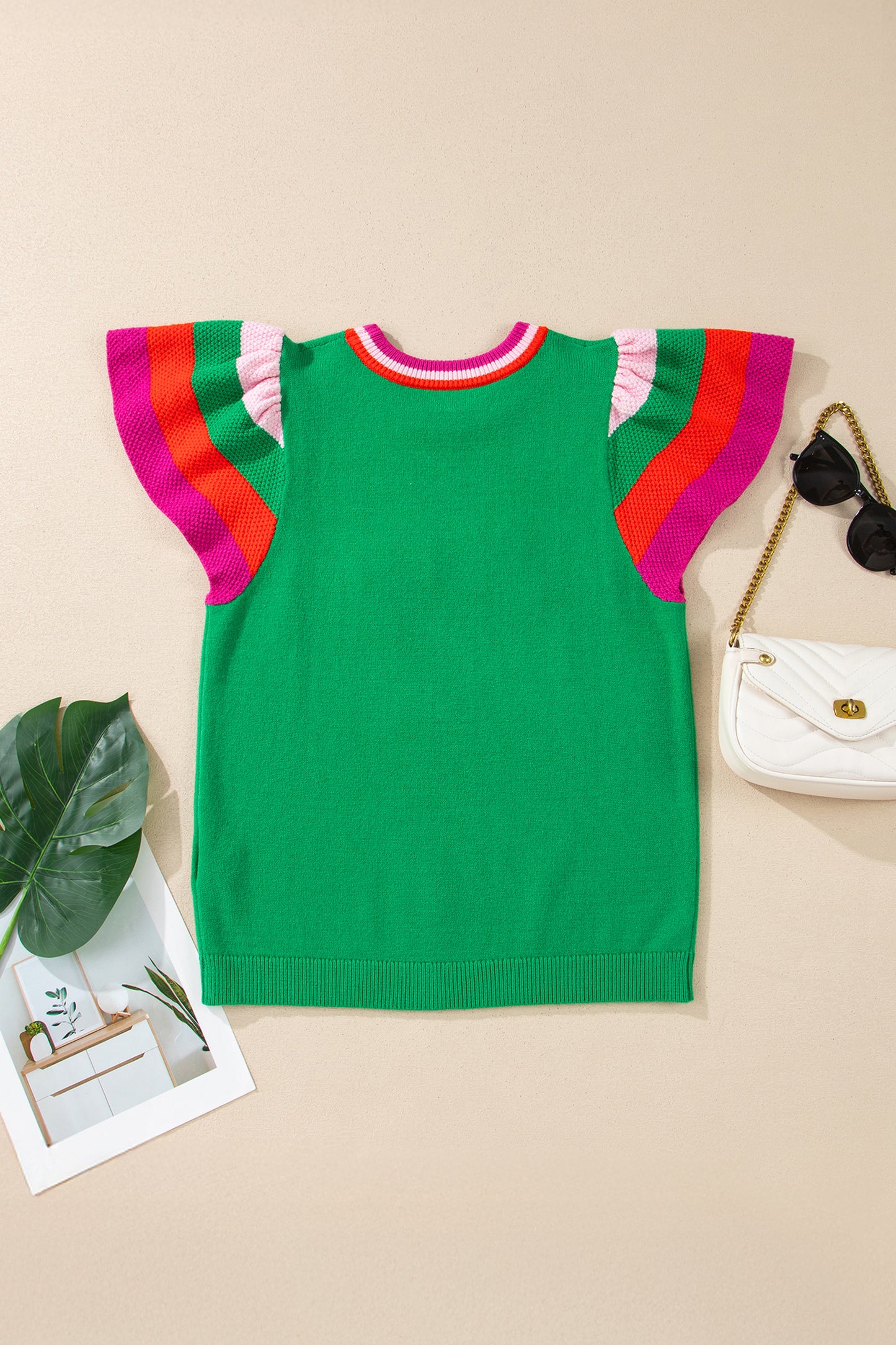 Green St Patrick Lucky Embroidered Striped Sleeve Knit Tee