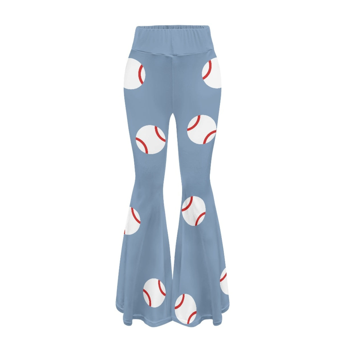 Women's Blue Baseball Fit and Flare Pants Casual Trousers