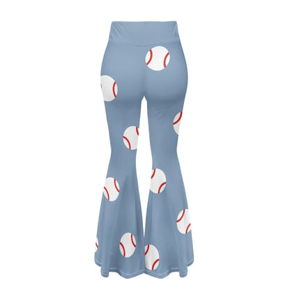 Women's Blue Baseball Fit and Flare Pants Casual Trousers