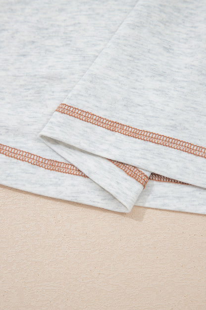 Short Sleeve Contrast Trim Button Henley Tee
