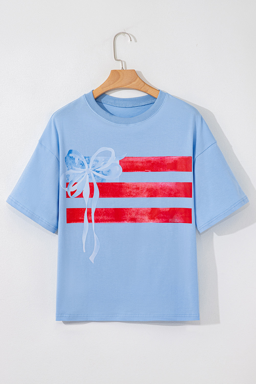 Blue Flag Bow Graphic Tee Flag Day Independence
