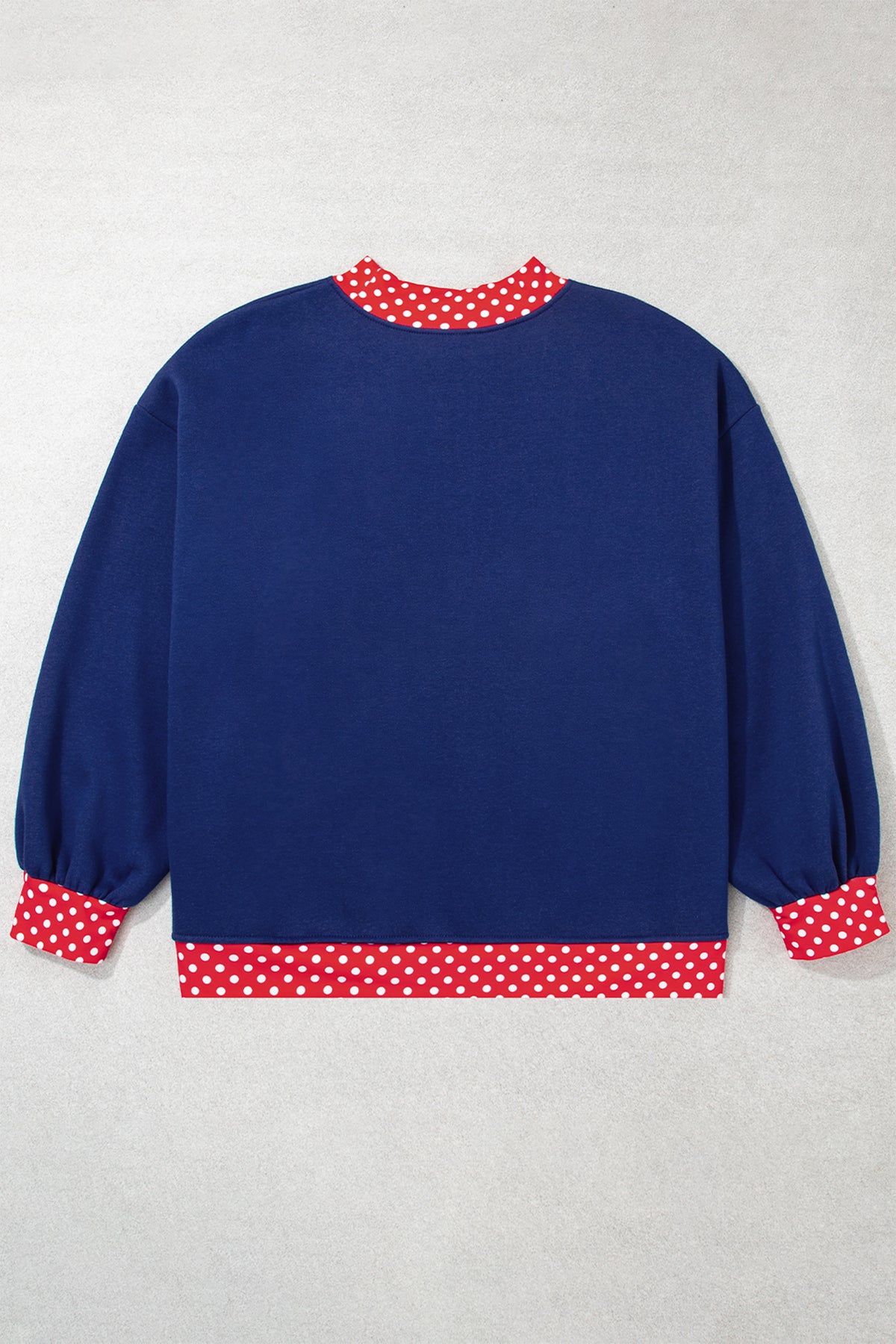 Polka Dot Trim Plus Size Crew Neck Tunic Sweatshirt
