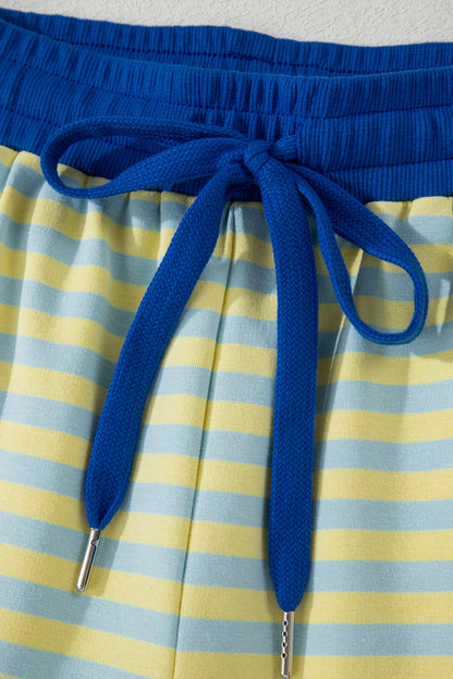 Striped Two Piece Lounge Set Womens Tee and Shorts