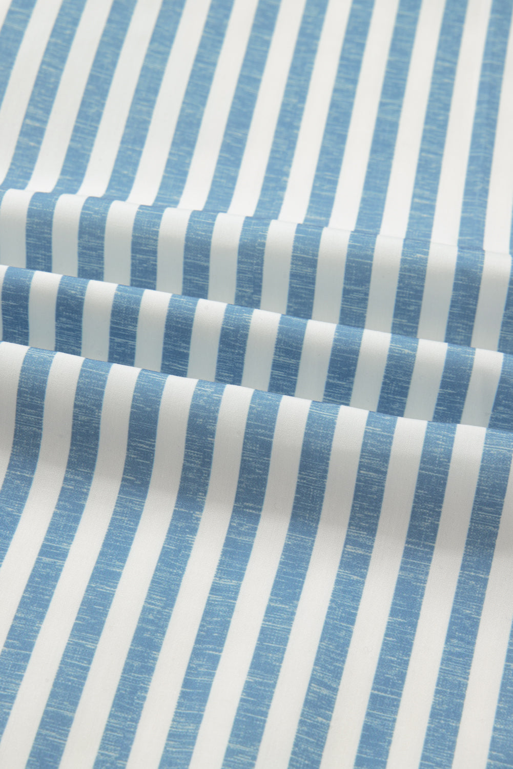 Sky Blue Striped Leopard Patchwork Cotton Plus Shirt