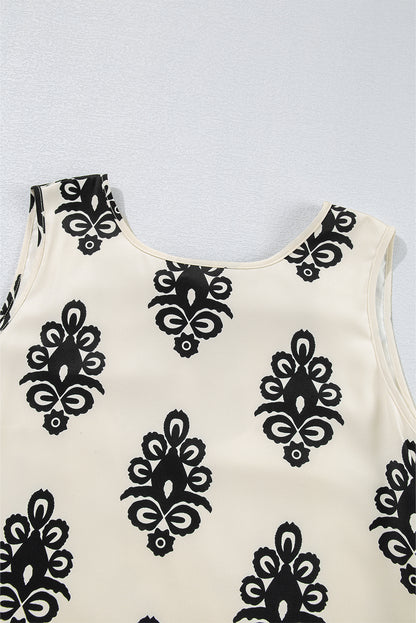 Boho Print Back Bow Mini Dress Sleeveless Summer