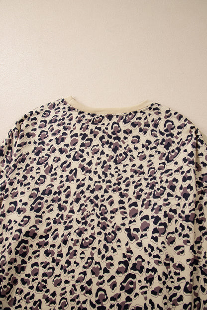 Parchment Leopard Print Crew Neck Sweatshirt