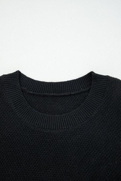 Parchment Color Block Knit Striped Sleeve Detail Casual Sweater