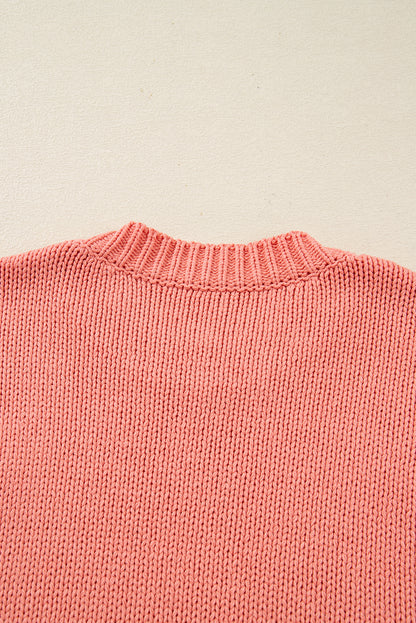 Pumpkin Embroidered Thanksgiving Knit Holiday Sweater