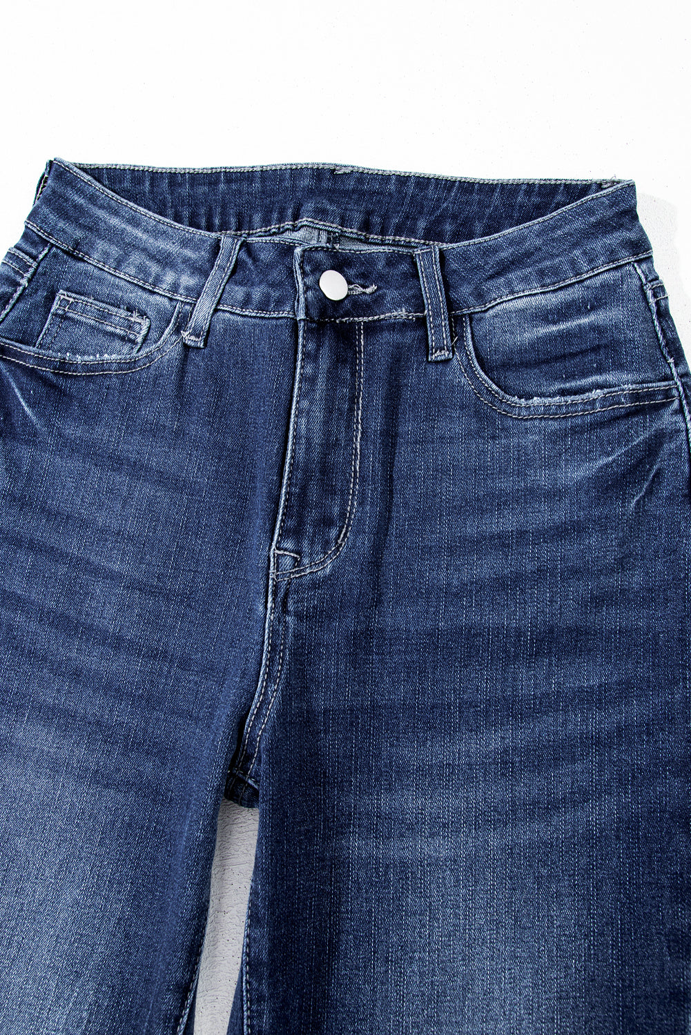 High Waist Flared Jeans with Raw Hem