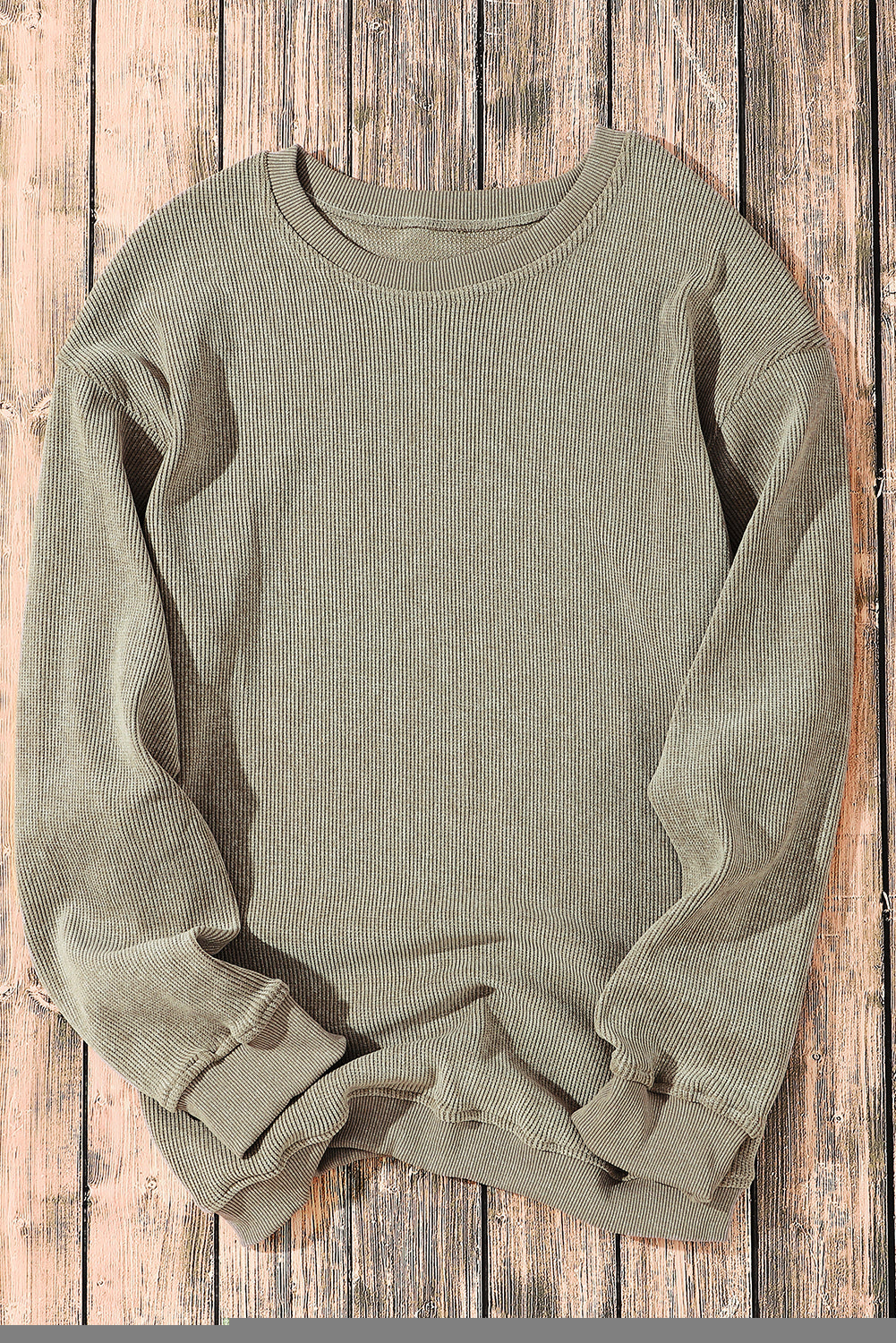 Black Ribbed Knit Crew Neck Oversized Sweatshirt