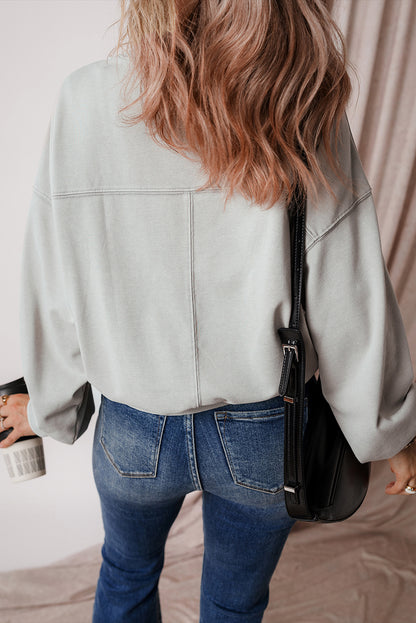 Orchid Petal Exposed Seam Batwing Sleeve Drop Shoulder Sweatshirt