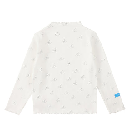 Girls Cherry Print Long Sleeve Slim Fit T Shirt