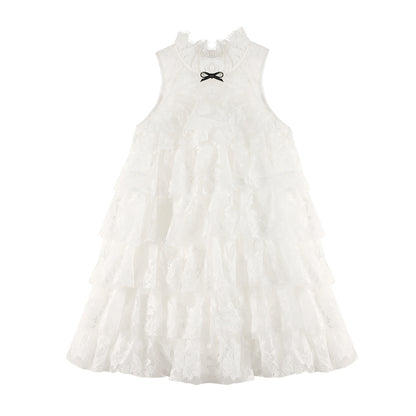 Girly Lace & Tulle Sleeveless Princess Dress for Girls