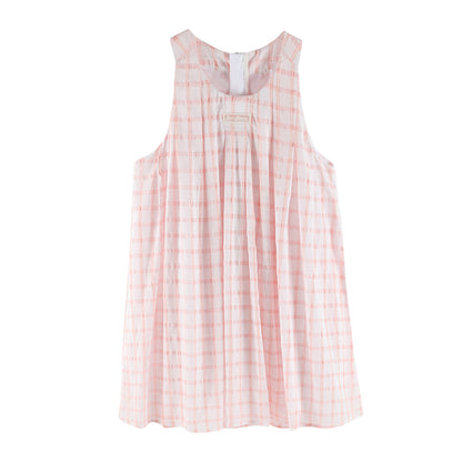 Girls Pink Plaid Sleeveless Princess Style Dress
