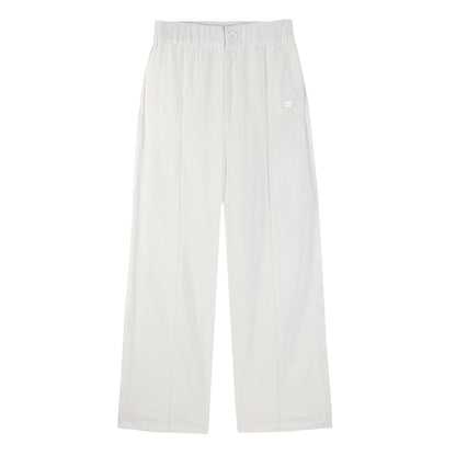 Girls White Loose Fit Wide Leg Casual Pants