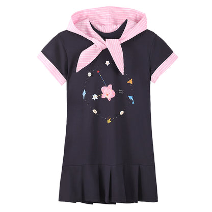 Girls Summer School Style Short Sleeve Casual Dress