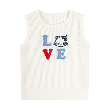 Girls Sleeveless Knit Top Summer Ice Silk Tank Shirt