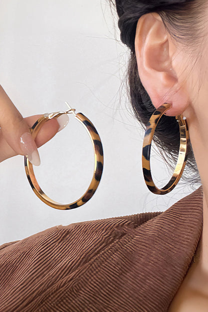Thai Curry Stainless Alloy Leopard Hoop Earrings