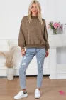 Washed Green Drop Shoulder Crewneck Sweatshirt for Women