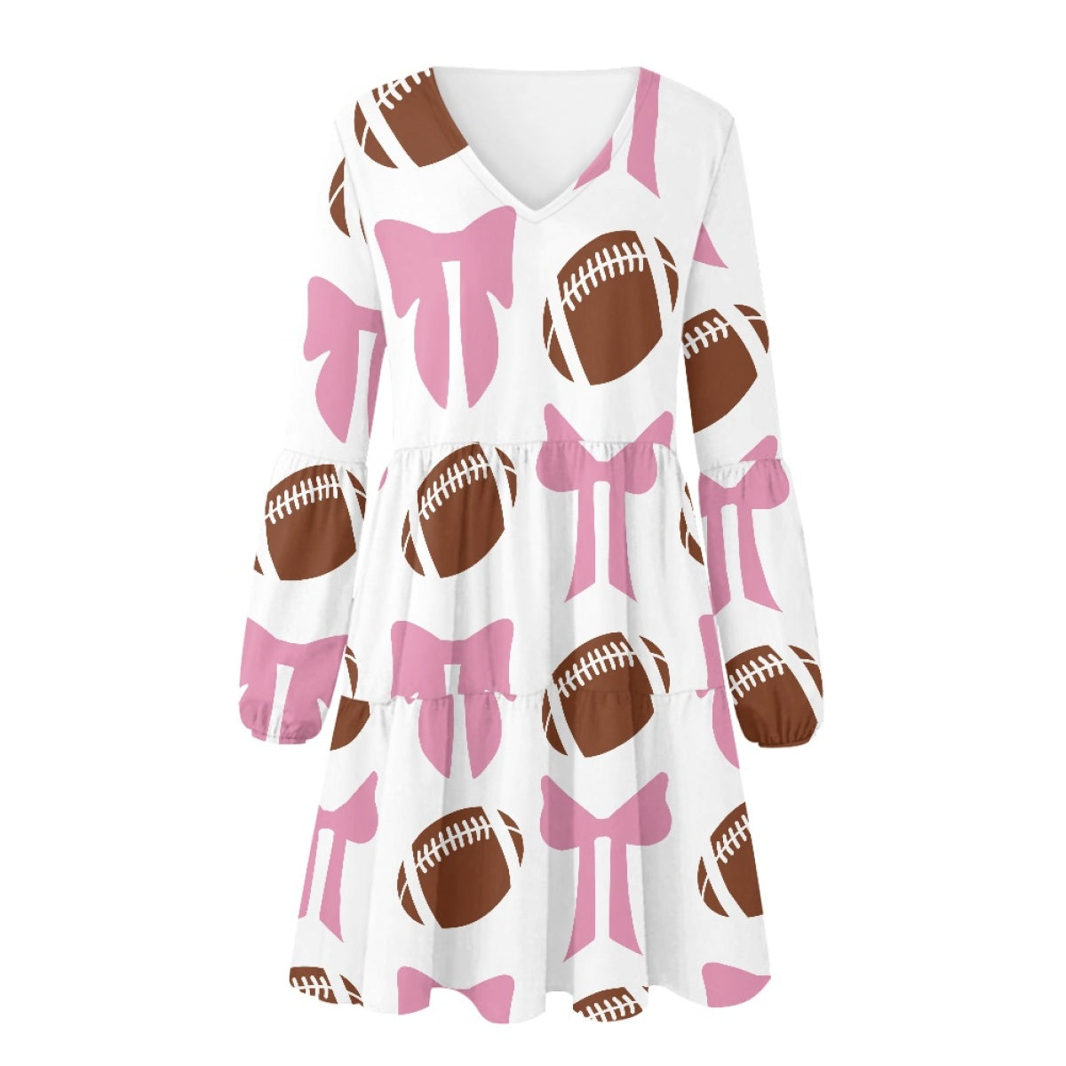 Pink Bow Rugby Long Sleeve Dress